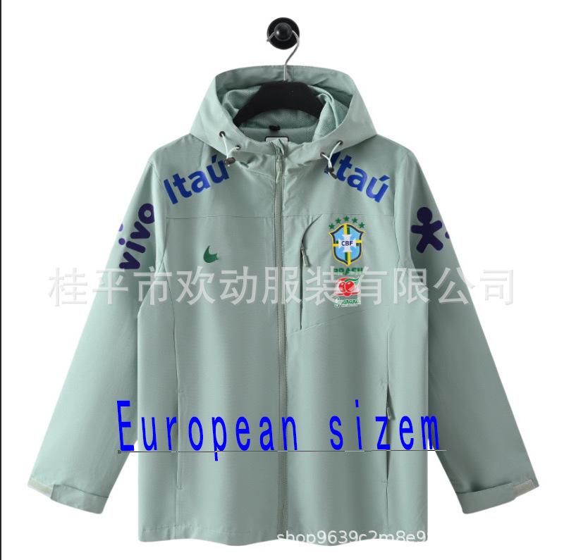 Cross-border Football Jersey Brazil Team Neymar Same Jacket Windproof and Waterproof Men's and Women's Thin Sports Winter Jacket