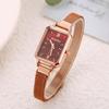 Peacock Green Mori Girl Small Square Watch with Milan Strap and Green Dial for Women