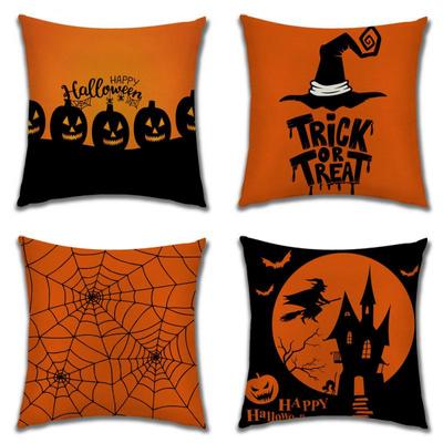 45*45 cm funda de almohada de Halloween dibujos animados calabaza cráneo Antasy bruja Castillo lino funda de cojín de sofá textiles para el hogar decoraciones de habitaciones