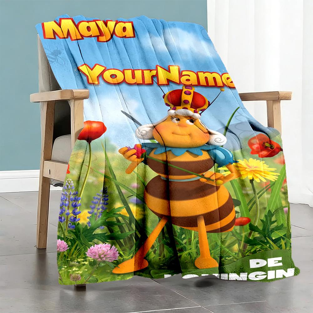 Biene Maja Personalized Text Blanket Cozy Personalized Blanket Durable Comfort Versatile for Bedding Bed Home Decor Livingroom All-Season Use