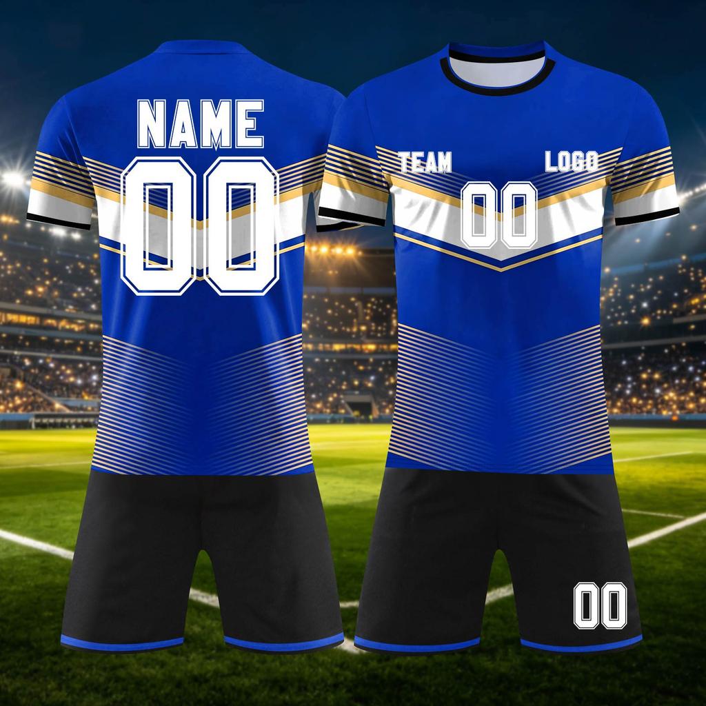 Anpassbares DIY Zweiteiliges Sporttrikot-Set: Kurzarmshirt und Shorts mit personalisiertem Nummernaufdruck für Teamuniformen