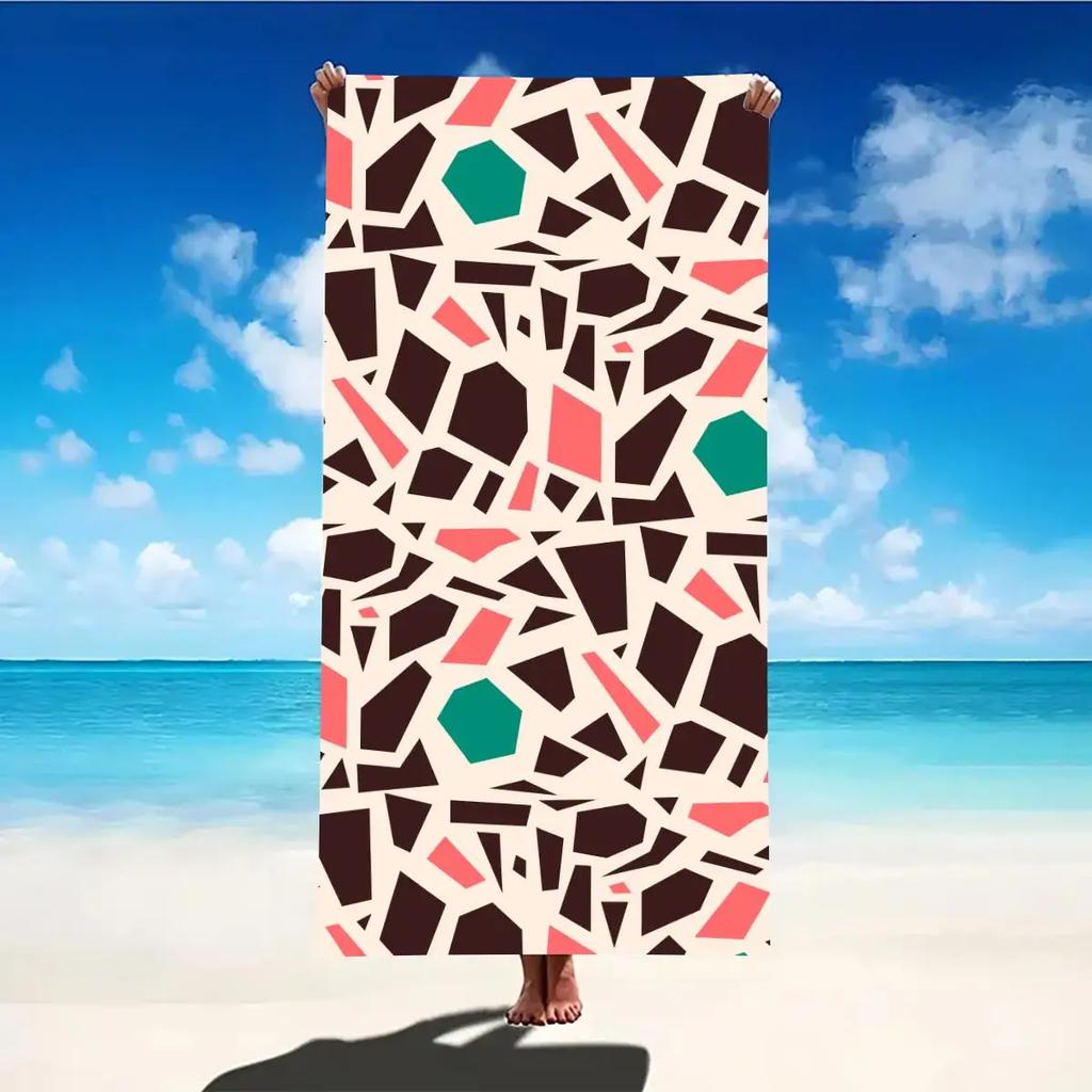 Geometry Print Beach Towel Quick-Dry Washable Beach Towels Sandproof Portable For Travel Swimming Camping Beach