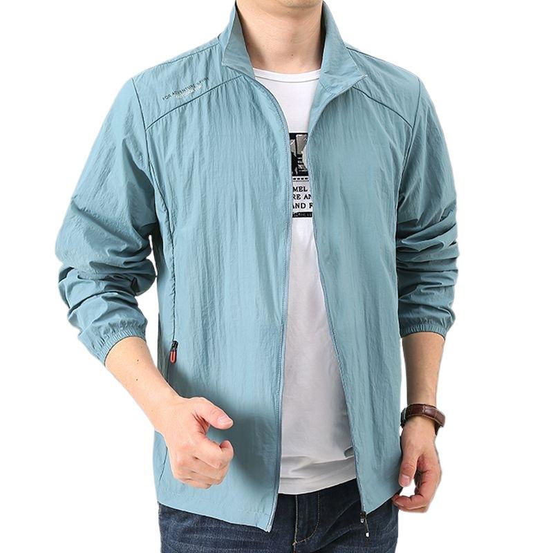 Summer Sunscreen Clothes Men'S Loose Breathable Jacket Casual Stand-Up Collar Jacket Outdoor Sports Quick-Drying Skin Clothing Factory