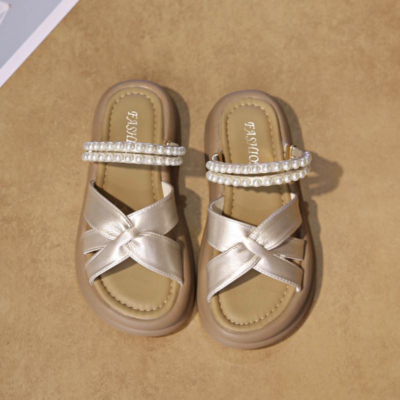 Fairy Wind Sandals Women's Summer Thick-soled Heightening Muffin Shoes Women's 2025 New Rhinestone Roman Cool Slippers Outer Wear