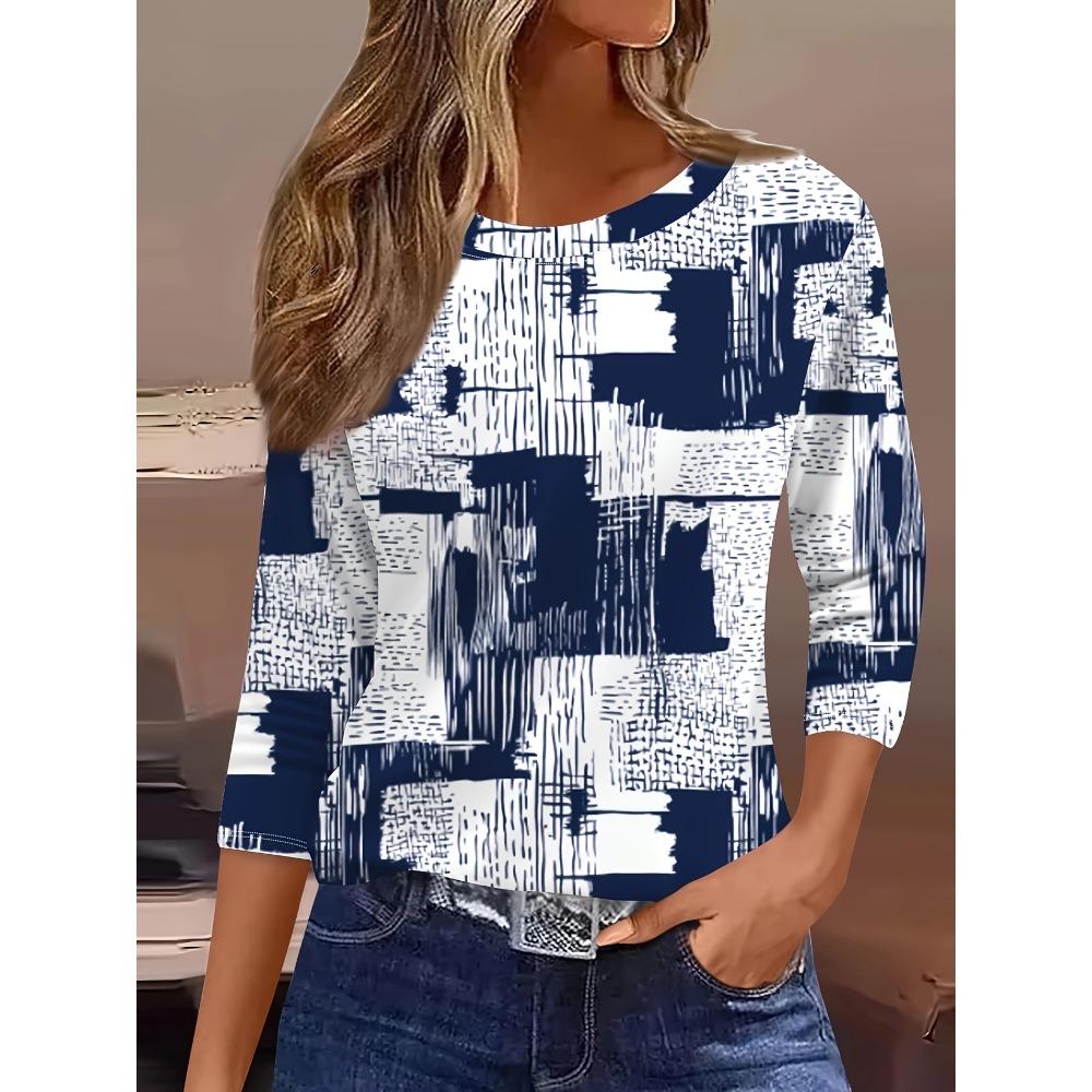 

Ladies Casual Full Print Round Neck Regular Pattern XL
