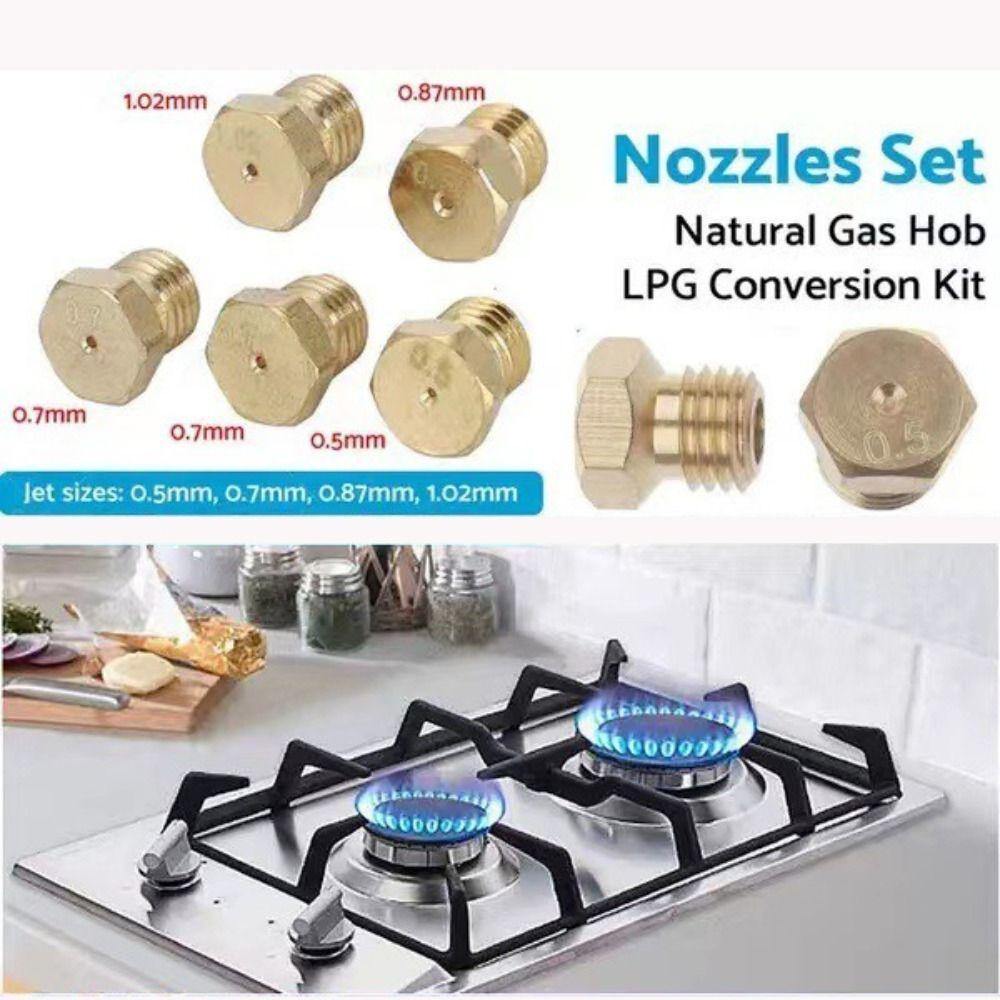 

5pcs Cookware Parts LPG. Conversion Kits 70/87/70/50/102mm Gas Stove Brass Nozzle Burner Gas Hob
