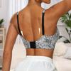 Women Leopard Print Seamless Wireless Bra, Deep V U-Back Adjustable Strap Comfort Everyday No Underwire Lingerie