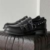 Fashionable Punk Style Couple's Cool Outfit High Quality Leather Shoes Men's Comfortable NonSlip Leisure Round Toe Loafers Shoes