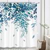Eucalyptus Leaves Shower Curtain Teal Blue Shower Curtain Set for Bathroom Decor Botanical Plants Print for Bathroom Decor with
