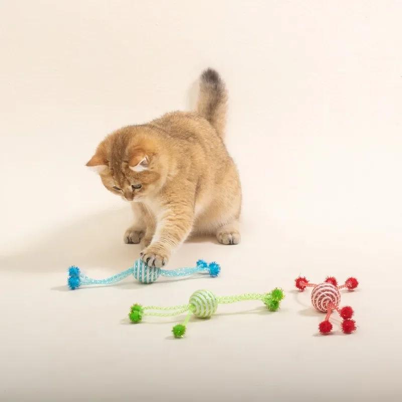 3pc Cat Toy Wool Ball Interactive Cat Toy Sticks Toys for Cats Paw Grinder Bite-resistant Cats Toys Kitten Scratcher Pet Product
