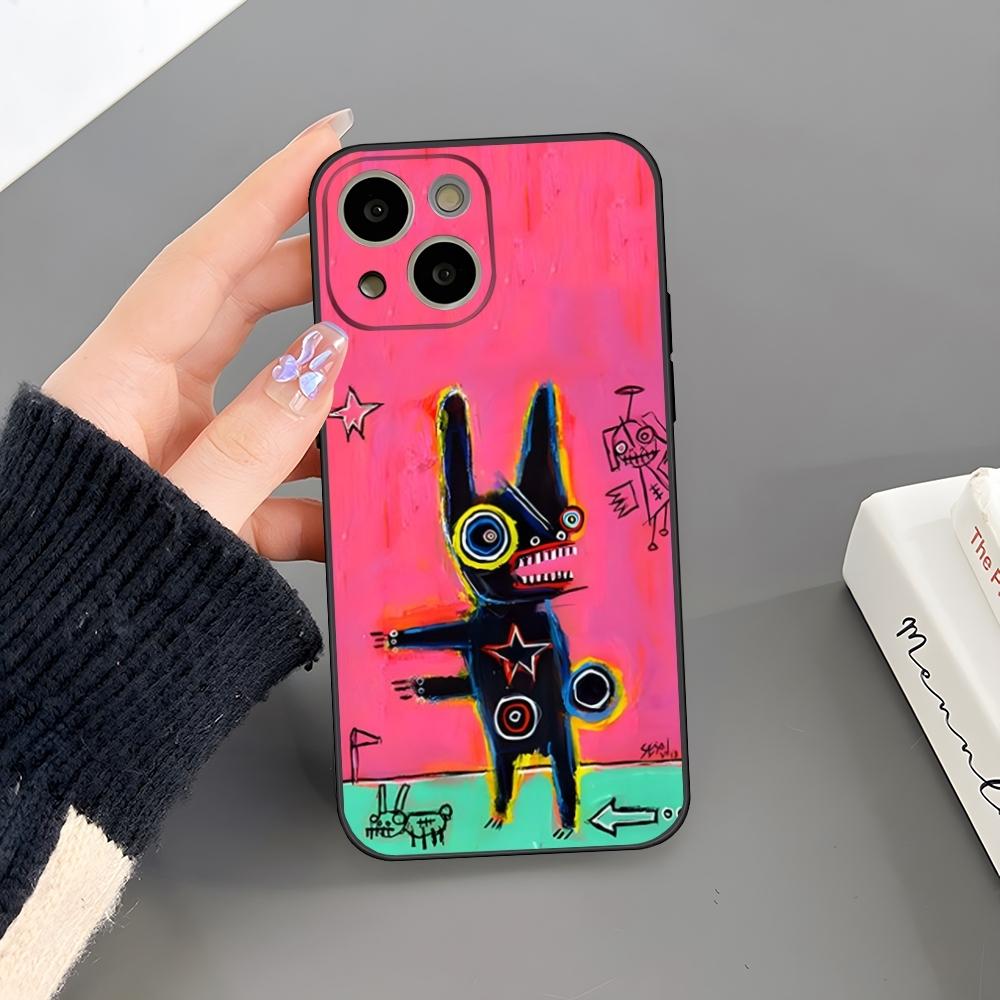 B-Basquiat Art Graffitis Phone Case For Iphone 15 Pro Max 14 Pro 16 Plus 12 13 11 Xr X Xs 8 7 Plus Silicone Back Cover