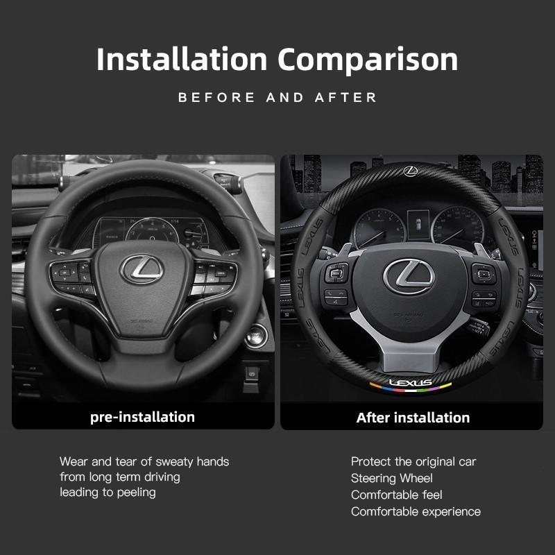 Für Lexus Lenkradabdeckung Echtes Leder Kohlefaser Dünne Passform IS300h IS250 RX350 NX300h LX570 RX450h CT200h ES350 RX