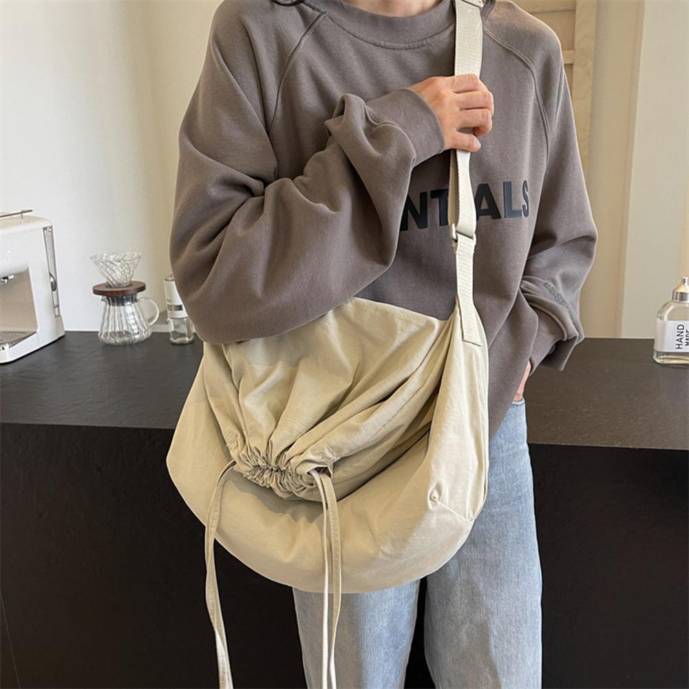 Women Casual Satchel Bag Large Capacity Drawstring Sling Bag Adjustable Strap Lightweight Shopping Bag Girls Outdoor Bag