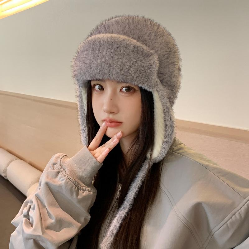 Winter Velvet Thickened Hat Women's Fashion Solid Color Lei Feng Hat, Ear Protection, Windproof and Warm Hat