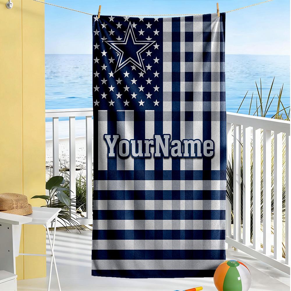 Dallas Customize Text Beach Towel High Absorbency & Quick-Dry Ideal for Travel Outdoor Swim Pool Yoga Surf Camping Hiking Gym Gift Holiday