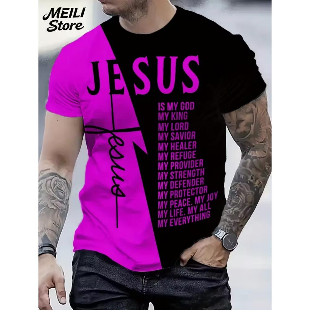 Herren 3D Jesus Druck T-Shirt Kurzarm Lässig Rundhals Betende Hände Design T-Shirt für Männer Neu im Oversized T-Shirt Oberteile