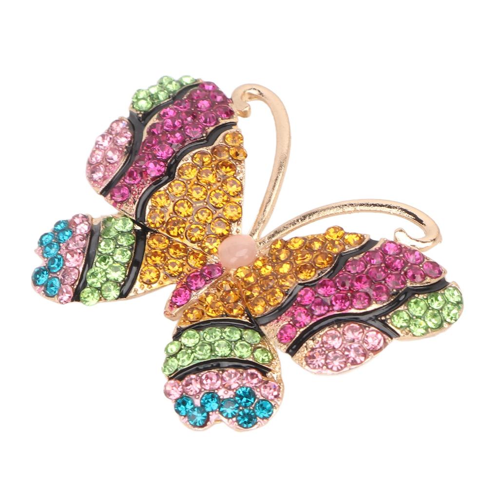Rhinestone Butterfly Brooch Retro Safety Colorful Butterfly Crystal Brooch Pin Decoration Gift for Women Girls