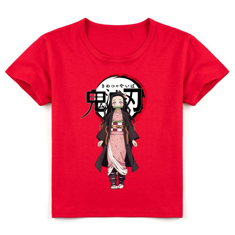 

Летняя футболка с короткими рукавами Kimetsu No Yaiba Ghost Blade для девочек средней школы, топы унисекс 160cm красный