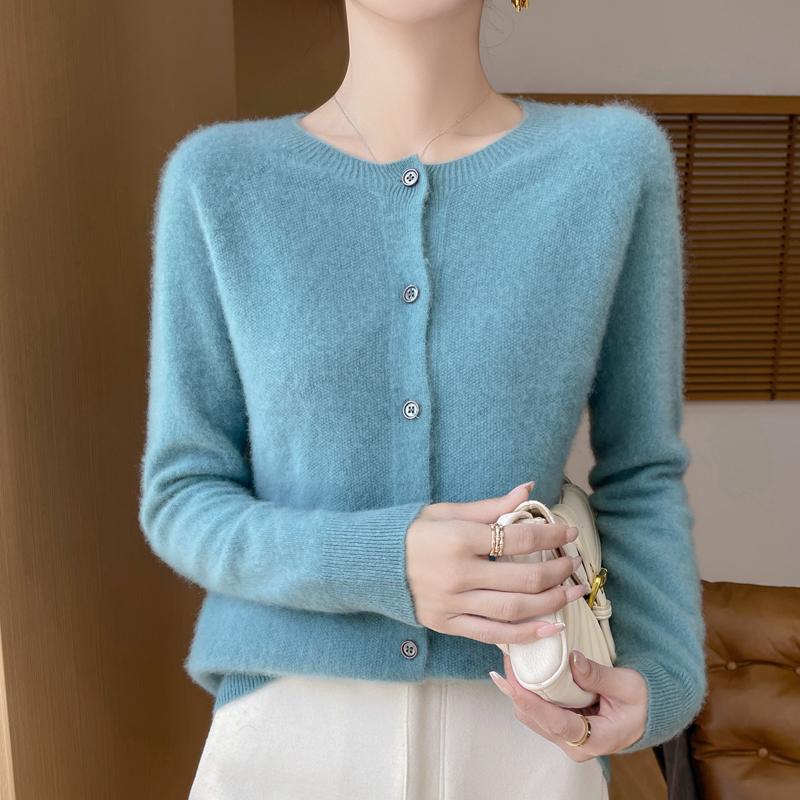 Qinghe Cashmere Women's 30% Cashmere Cardigan - Soft & Warm Wool Blend Sweater