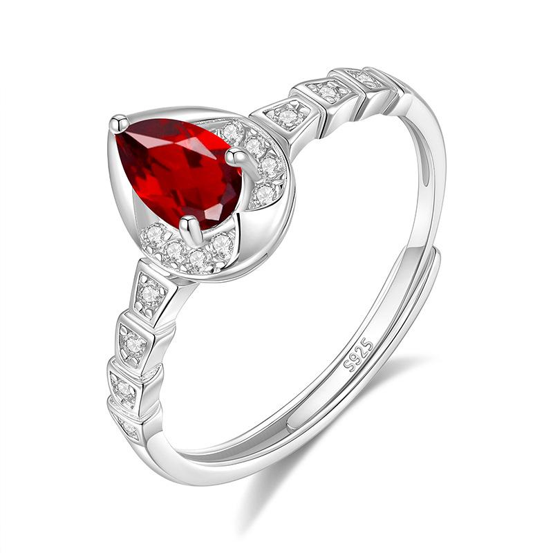 

Women 925 Sterling Silver Horse Jewelry Set Necklace Ring Earrings Natural Crystal/Garnet live