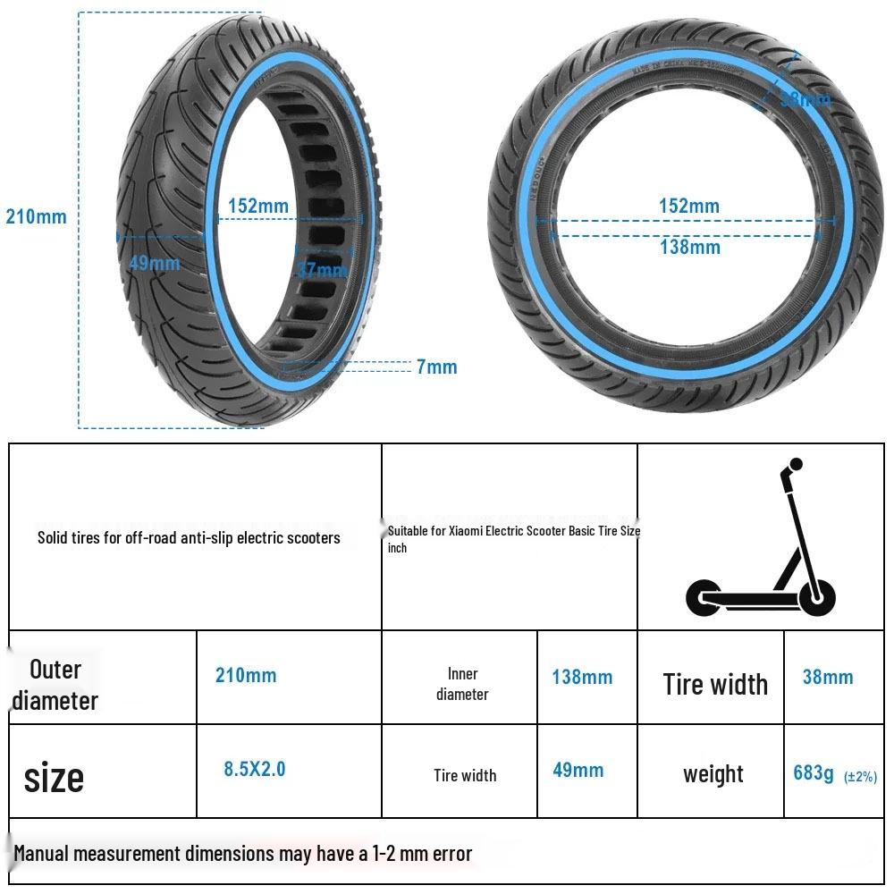 8.5x2 Honeycomb Shock-Absorbing Solid Tire for Xiaomi M365 Electric Scooter, No-Inflation, Explosion-Proof