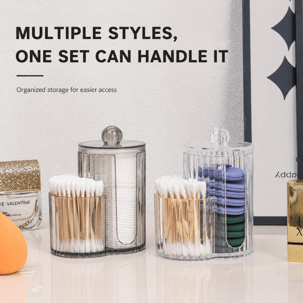 2-in-1 Makeup Pad Organizer Dustproof Floss Picks Holder for Vanity Countertop