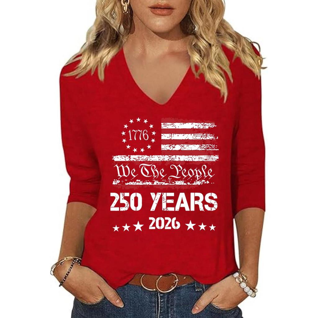 Women's Fashion Casual Independence Day Print Top