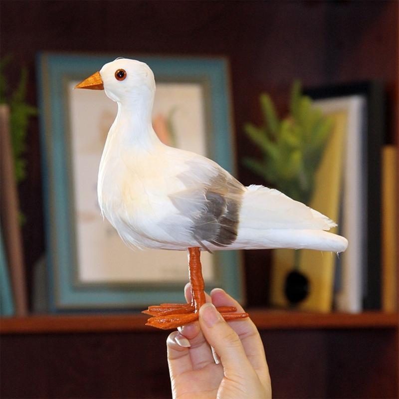 Artificial Feathered Beach Crafts Party Bird Decoration for Desk, Simulation Seagull Home Garden Decoration Artificial Feathered