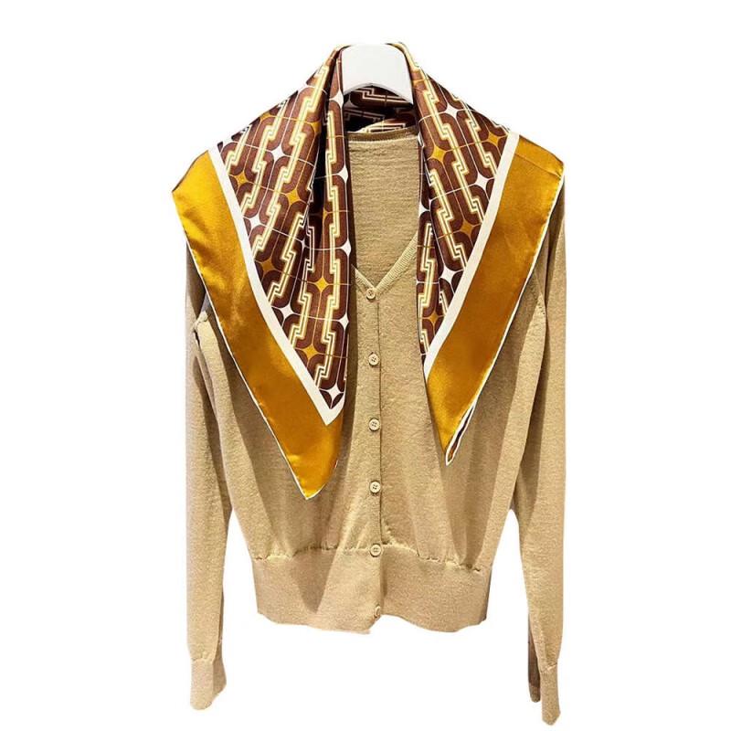 NINA SOLOR Maillard Twill Silk Square Scarf 65cm