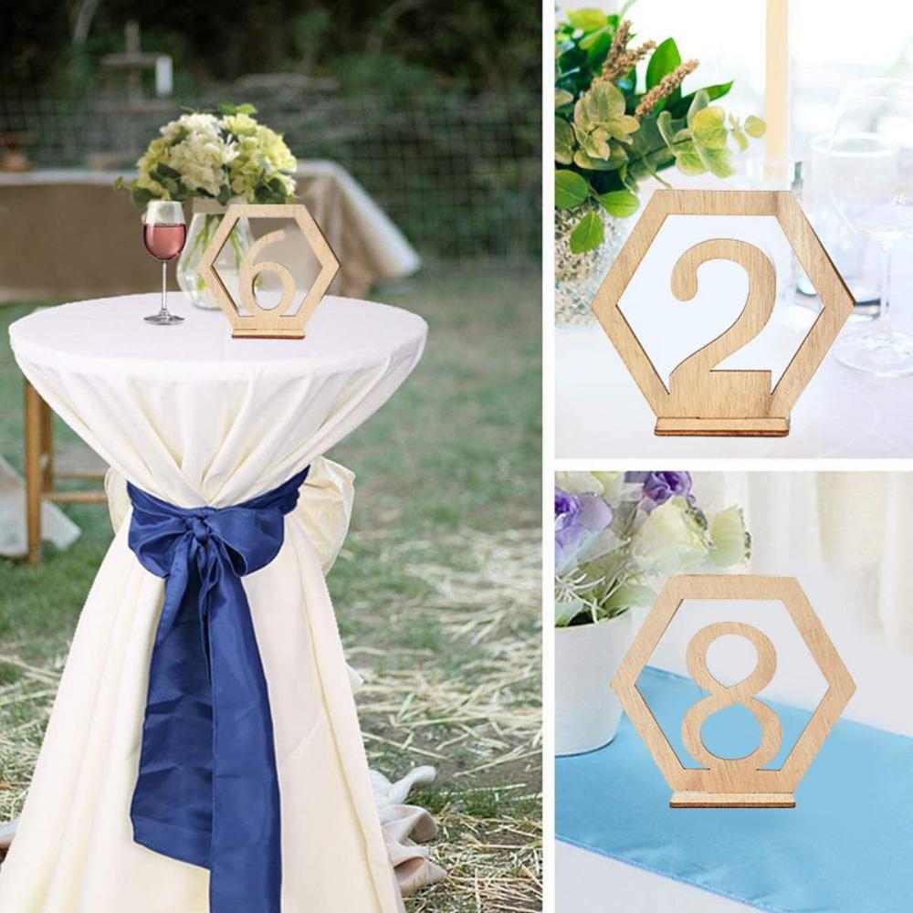 Wooden Hexagon Shape Removable Seat Number Table Number Plate Digital Seat Signs Table Number Signs