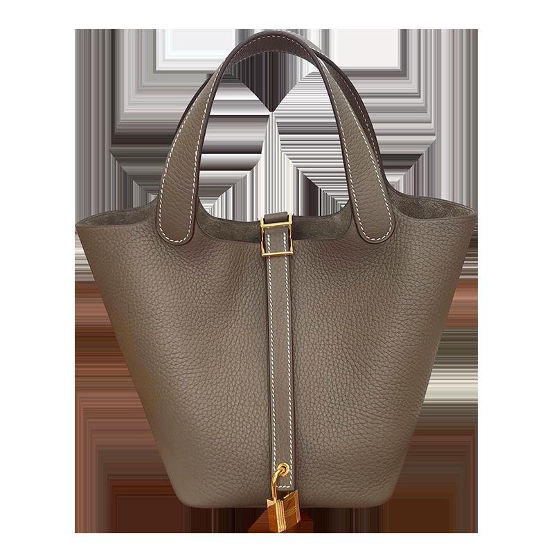 Top Layer Cowhide Tote Bag Genuine Leather Womens Bag High-end Soft Grandma Bag Large Capacity Handheld Cosmetic Bag Casual