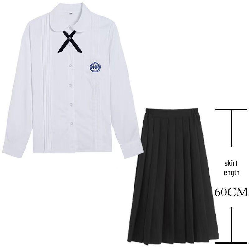 Taiwan JK School Uniform Set: White Shirt & Accordion Pleat Skirt, College Style for Summer Graduation