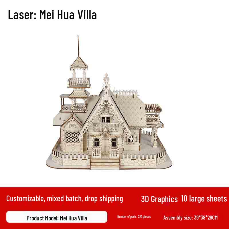 

Huamei Villa 3D Деревянный Пазл - STEM Сделай Сам Креативный Подарок для Детей и Взрослых