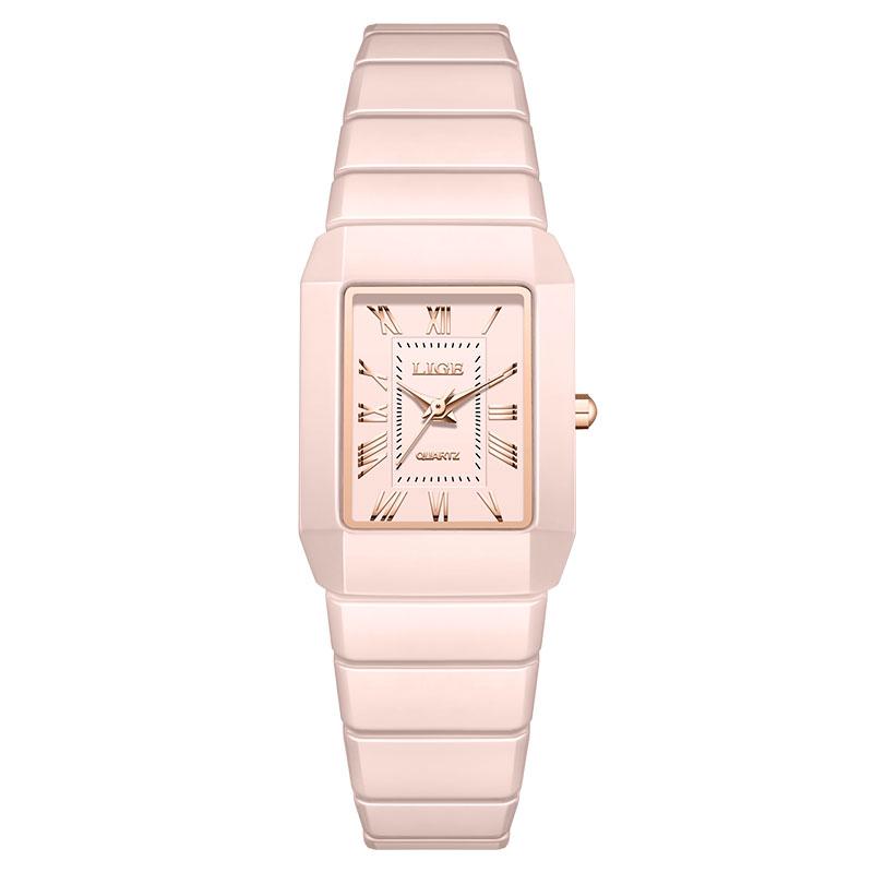 LIGE Fashion Women's Watch Simple Casual Ceramic Waterproof Quartz Watch Women Gift