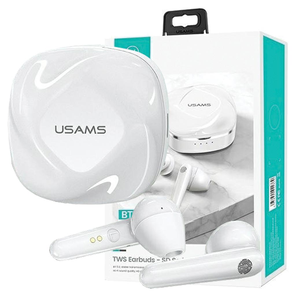 Usams Słuchawki Bluetooth 5.0 Tws Sdseries Bezprzewodowe Biały/White Bhusd01
