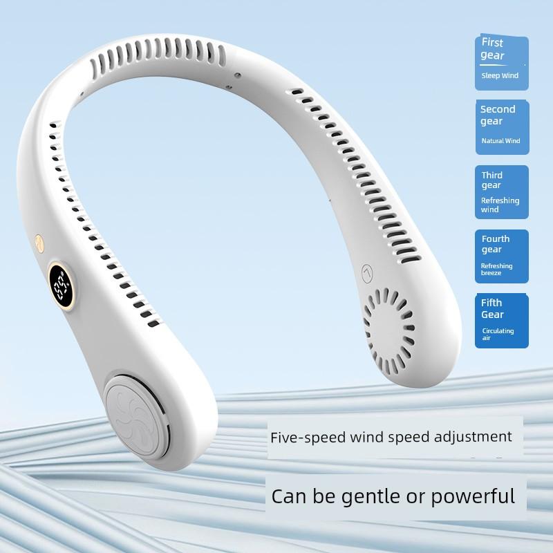 Neck-Hanging Fan, Portable Bladeless Cooling Air Conditioner, Silent, Small, Mini, USB Rechargeable, Long-Lasting