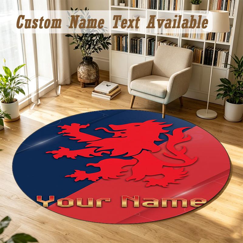 Round Rug Custom NameMiddlesbrough FC Pattern Non Slip Carpet Home Floor Decor