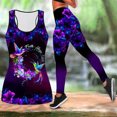 Imprimeu Coroană de Coțofană Echipament de Yoga pentru Femei Modă Colanți de Antrenament Fitness Sport Casual Set de Yoga Costum Sport