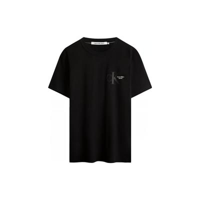 Letter Print Solid Color Crew Neck Short Sleeve T-Shirt Men Tops Space-Black ZM02283-BEH