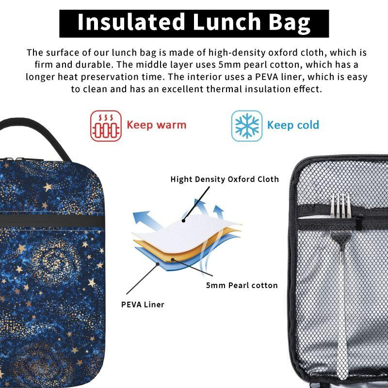 Space Galaxy Constellation Zodiac Star Print Insulated Lunch Bag Reusable Waterproof Thermal Bento Tote for Work Travel Picnic