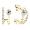 Original 925 Silver Earrings 4mm Moissanite Diamond Earring Half Small Piercing Hoops Ear Stud for Women Plated 18K Gold Jewelry