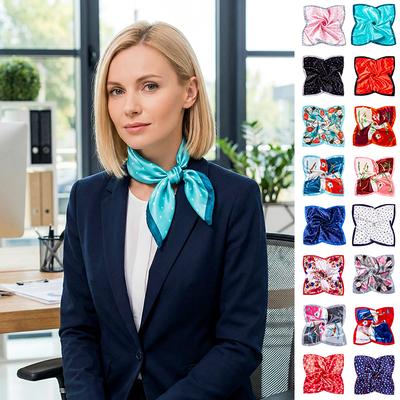 1 pièce Bandana Hôtesses de l'air 50x50CM Mode Polyester Élégant Foulards pour Femmes Carré Hijab