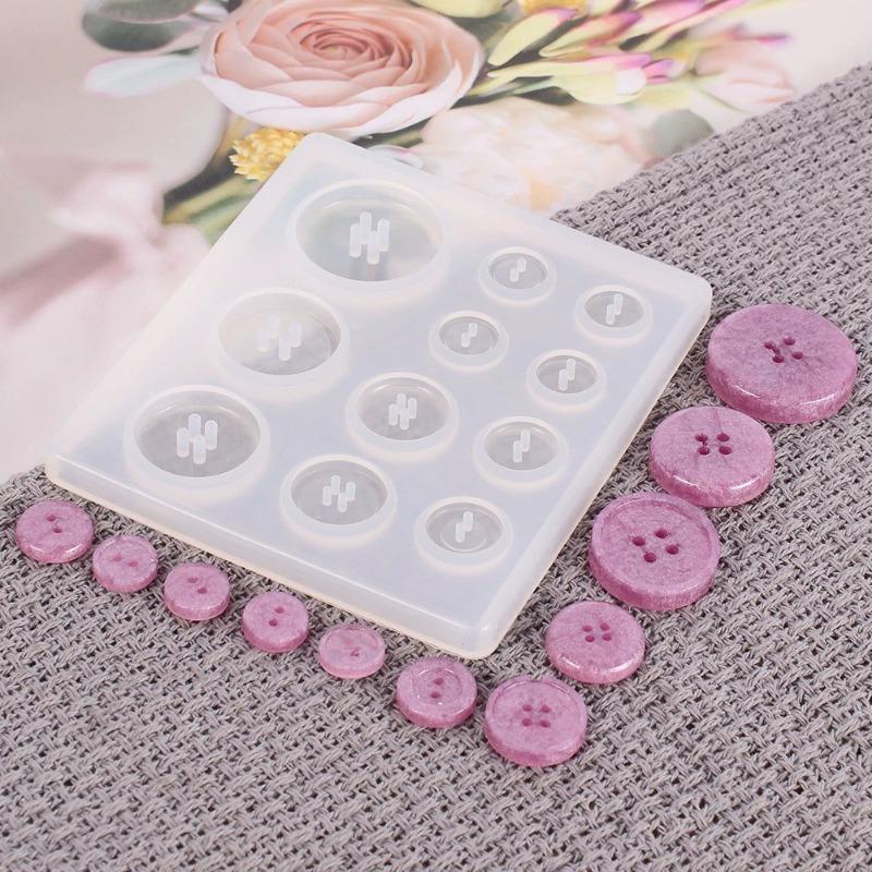 New DIY Handmade Resin Button Mold Silicone Perforated Pendant Button Dropper Molds Home Baking Cake Decoration Mould Clay Tool