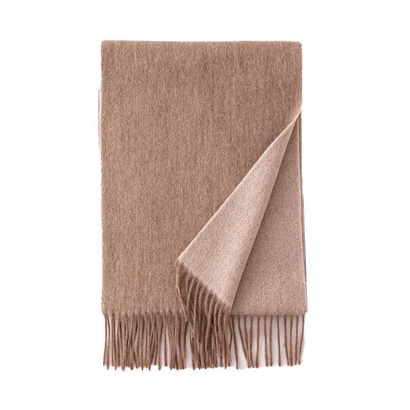 High-End Double-Sided 100% Lambswool Solid Color Scarf Shawl for Winter