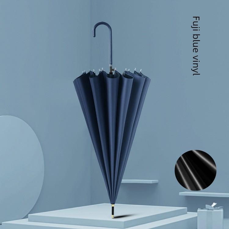16-Rib Umbrella with Japanese-Style Fresh Design, Leather Handle, Curved Hook, Straight Pole, Large Double-Person Umbrella for Sun and Rain, Gift or