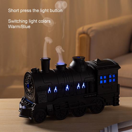 Aroma Diffuser with Timer 300ml Vintage Train Diffuser, Steam Locomotive Humidifier Remote & LED Unique Desk Accessories for Study Light, 2 Mist Modes
