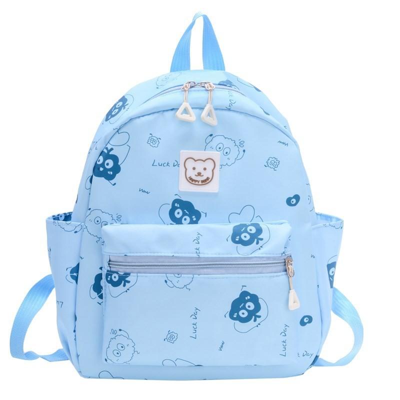 Adorable Cartoon Bear Print Backpack For Boys And Girls Breathable Nylon Material