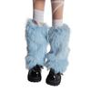 Plush Furry Leg Warmers for Women Cozy Winter Boot Toppers Thermal Warm Blue Fuzzy Foot Covers Footless Socks Gaiters