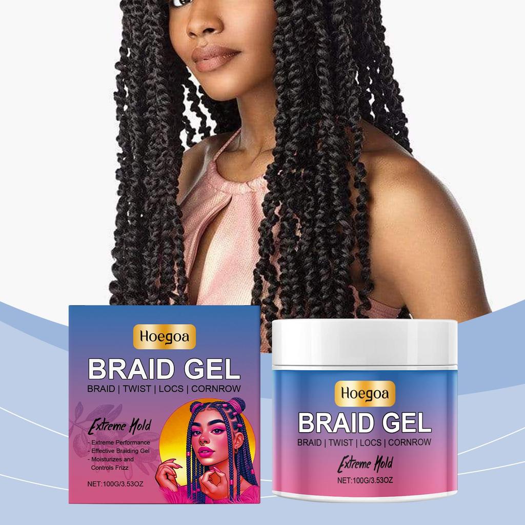 Edge Control Braid Styling Gel Control Frizz and Edges Gel Smooth Hair Wax Frizzy Hair Edge Styling Gel 100g