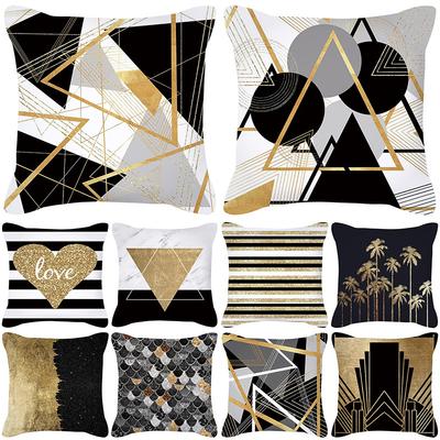Nordic Golden Geometric Love Print Sofa Interior Decoration Square Pillow Cushion Cover New Style
